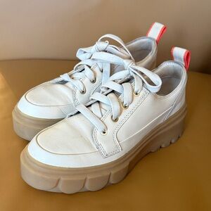 Sorel White and Tan Platform Sneakers